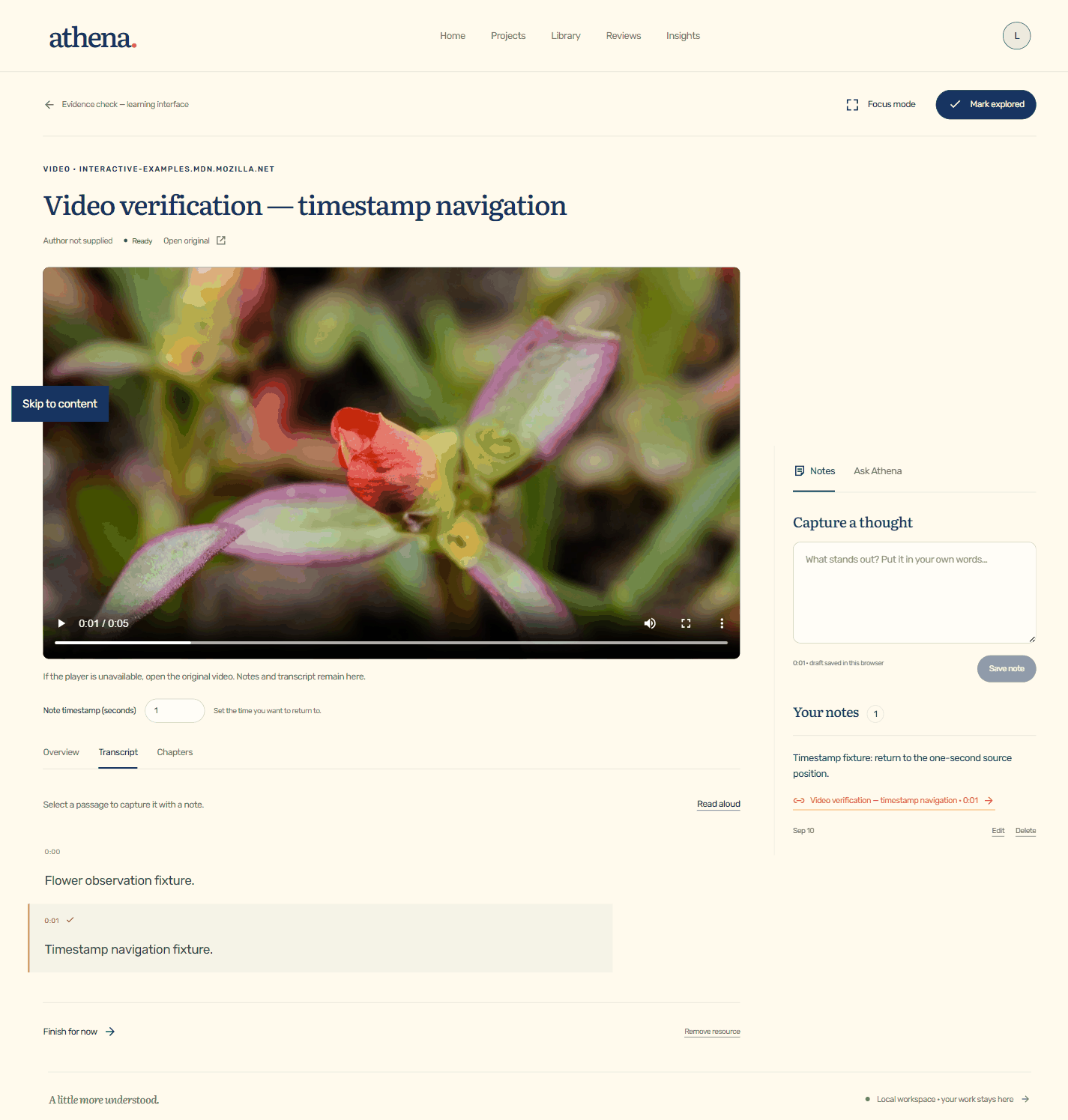 Athena's reader: a source open with contextual notes and source-grounded help beside it.