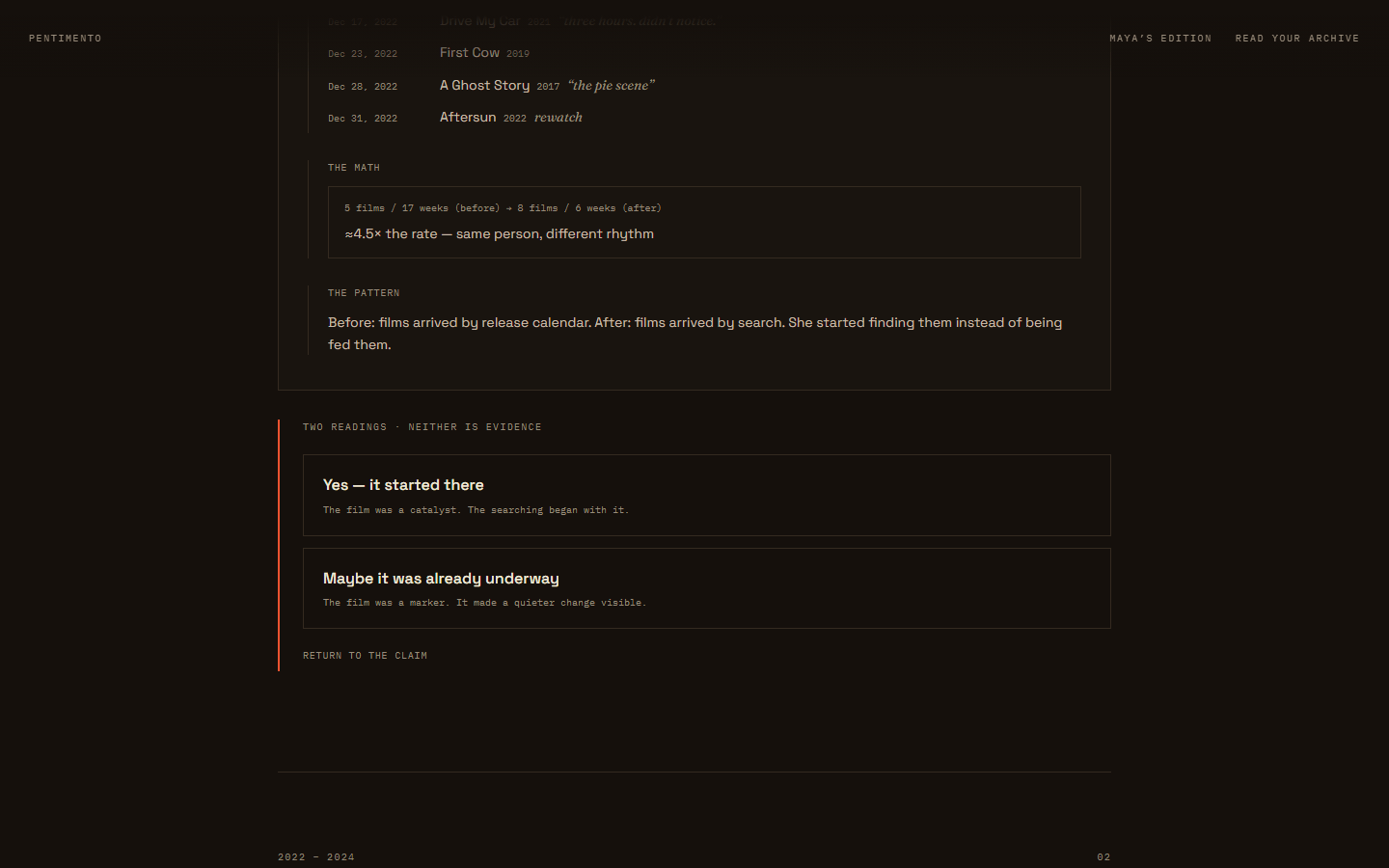 A claim opened: the evidence behind the machine's reading, with the reply options visible.